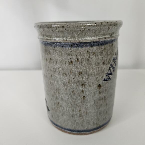 Vintage Salt Glaze Stoneware Utensil Crock Pottery Salt Glaze 5.5" Marked 84ZP - Picture 5 of 9